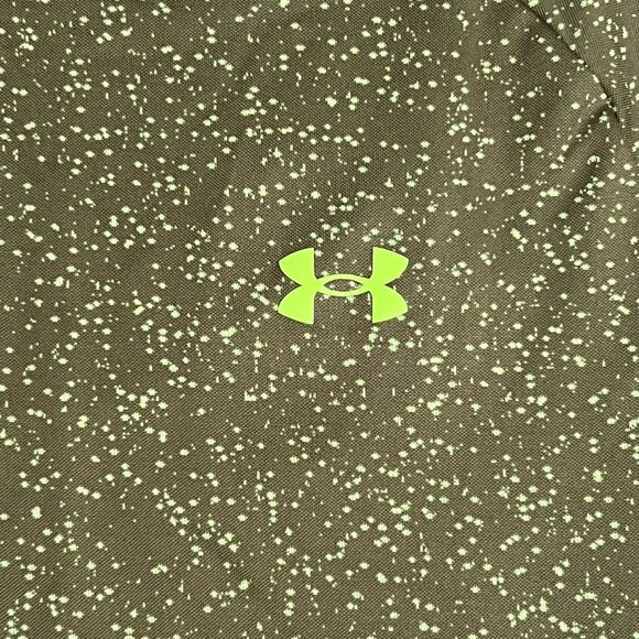 Under Armour Tech Tee Shirt Size Med Green Dot Speckled Workout Fitness - Picture 5 of 9